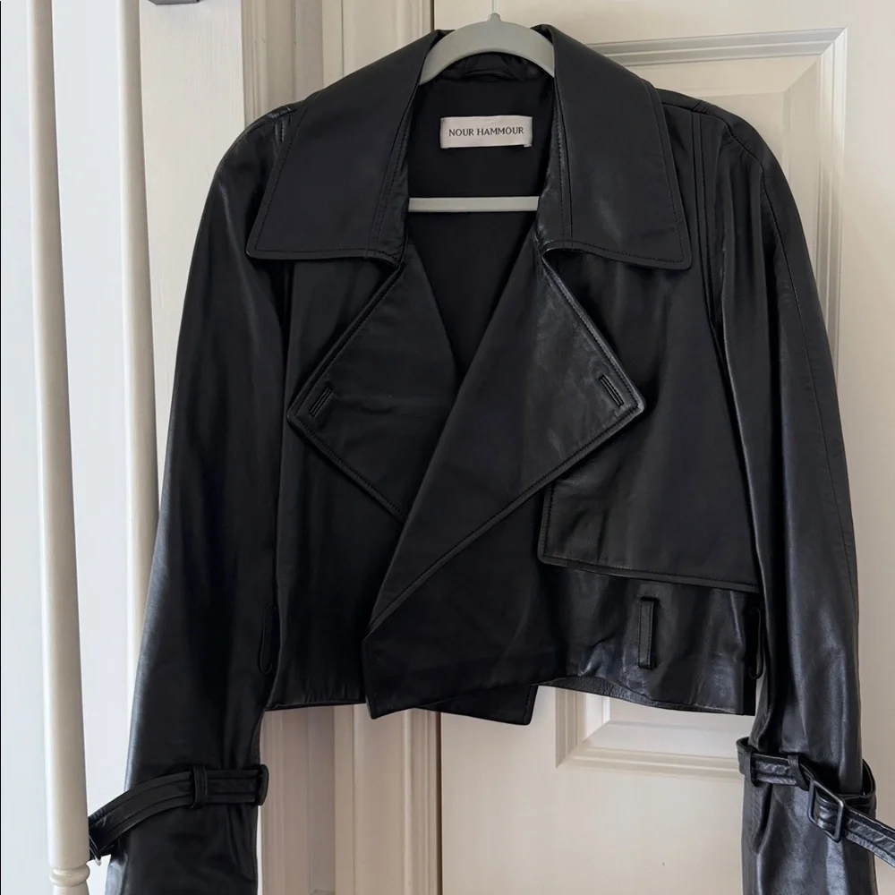 Nour Hammour Black Leather Jacket - Picture 7 of 10